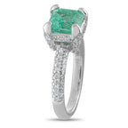 18K White Gold 0.70ct Diamond and Emerald Ring