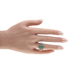 Vintage 18K White Gold 0.84ct Diamond and Emerald Ring