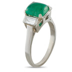 18K White Gold 0.50ct Diamond and Emerald Ring