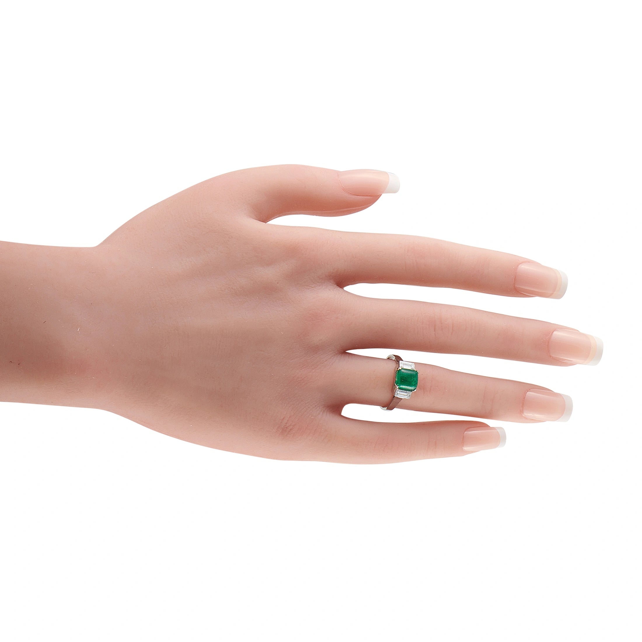 18K White Gold 0.50ct Diamond and Emerald Ring