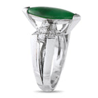 Exclusive 18K White Gold 0.26ct Diamond and Jade Ring