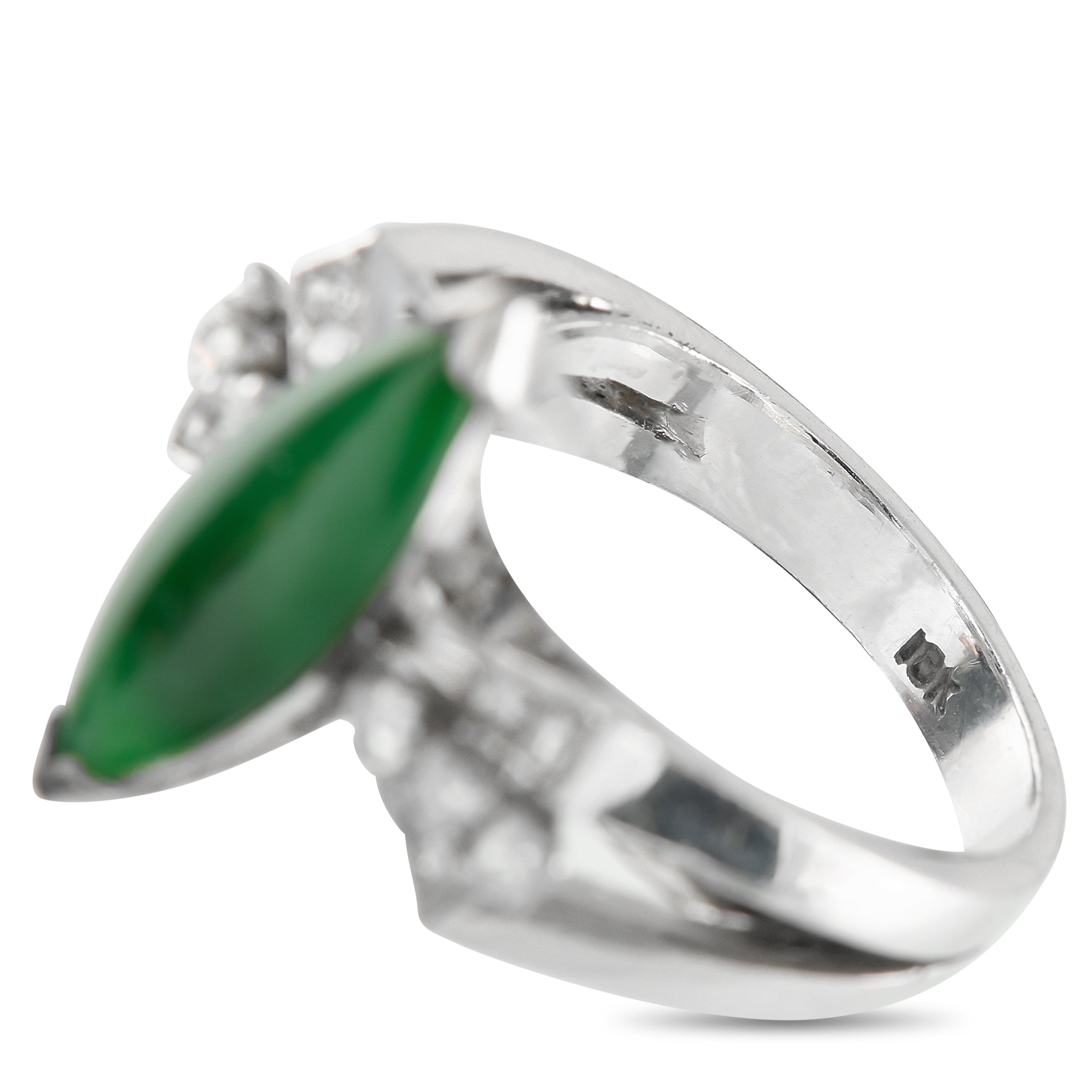 18K White Gold 0.26ct Diamond and Jade Ring