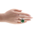 18K White Gold 1.25ct Diamond and Jade Ring