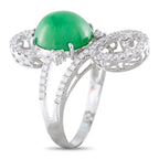 18K White Gold 1.0ct Diamond and Jade Ring