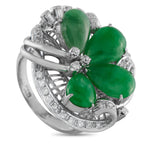 18K White Gold 0.35ct Diamond and Jade Ring