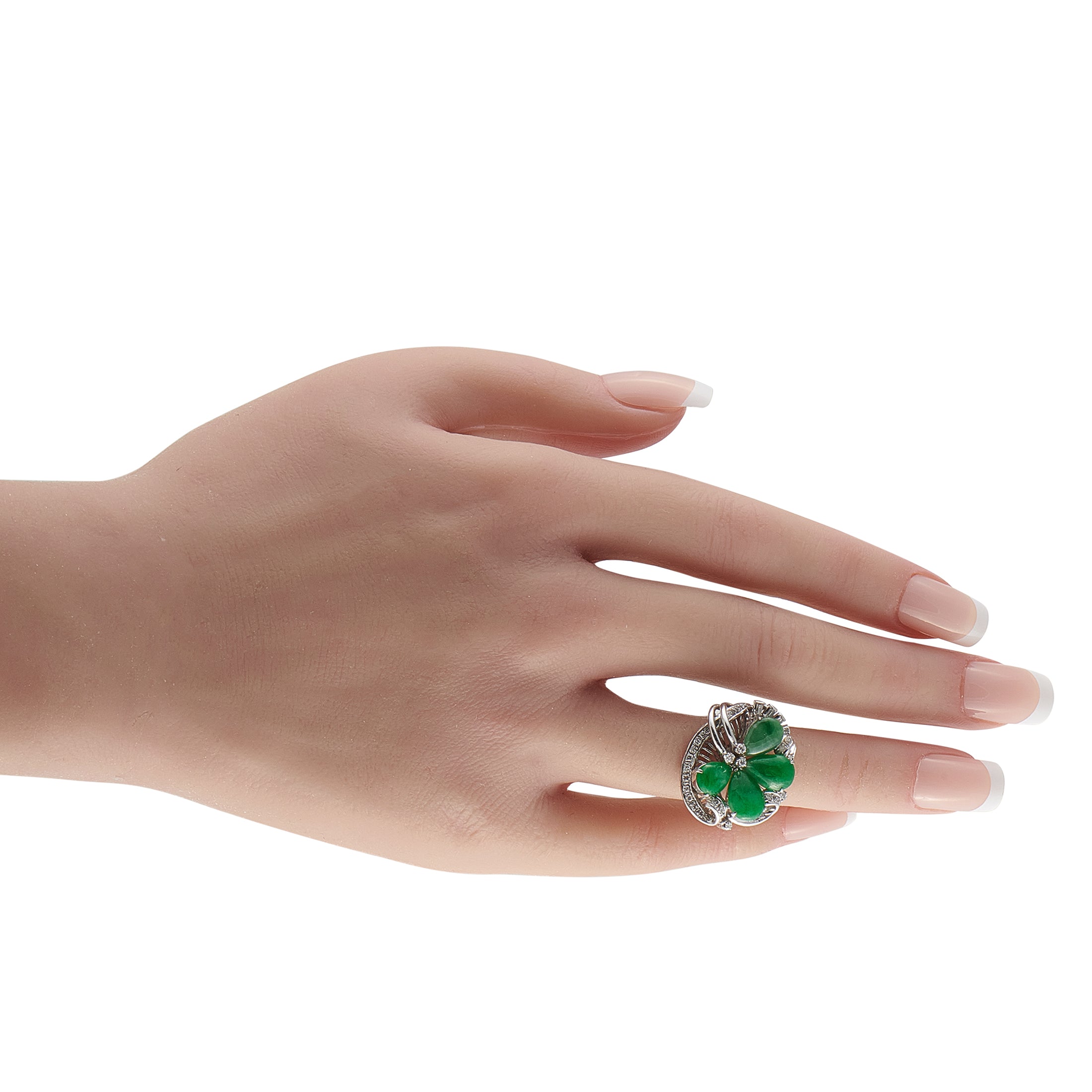 18K White Gold 0.35ct Diamond and Jade Ring