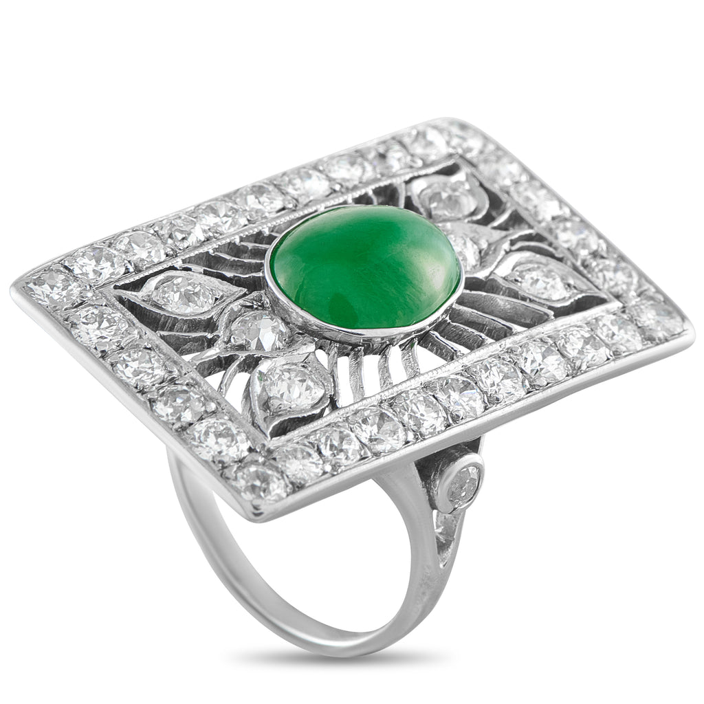 18K White Gold 2.65ct Diamond and Jade Ring