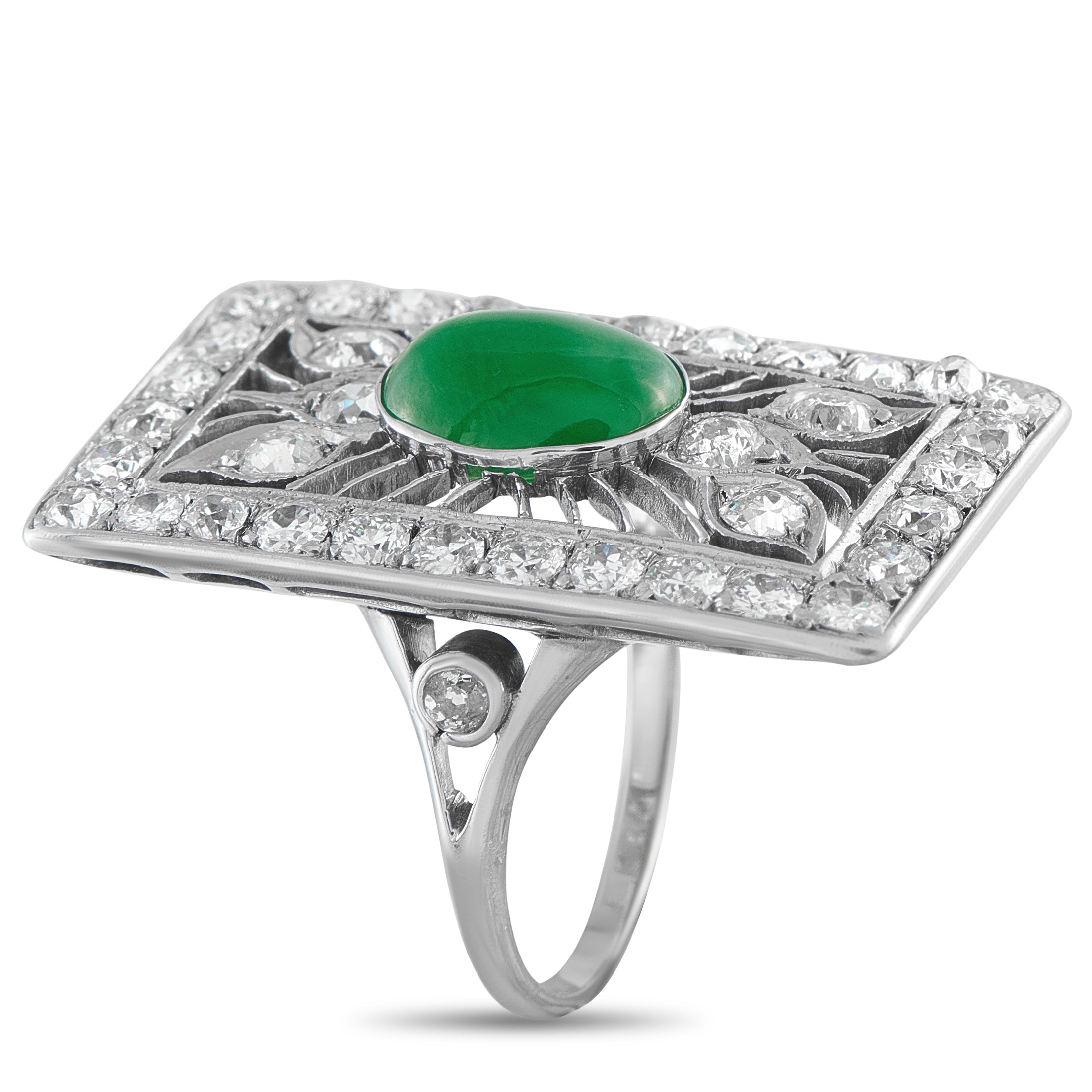 18K White Gold 2.65ct Diamond and Jade Ring
