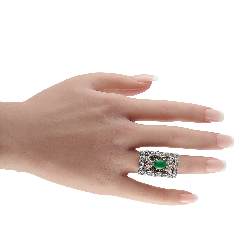 18K White Gold 2.65ct Diamond and Jade Ring