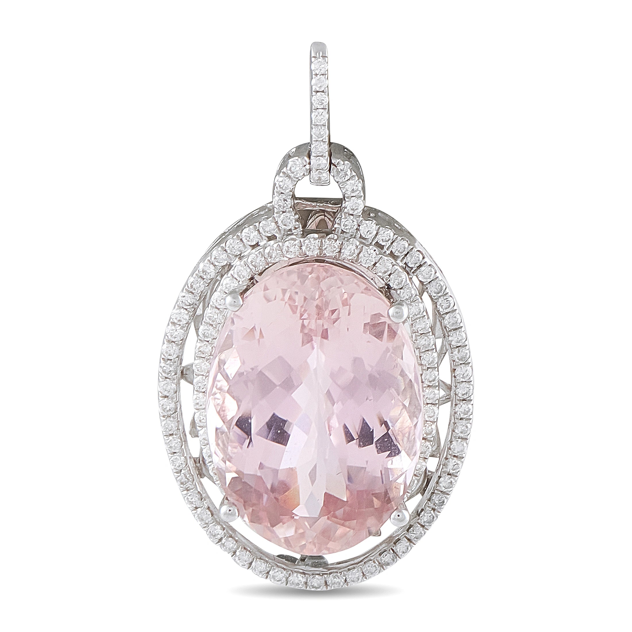 18K White Gold 0.50ct Diamond and Kunzite Pendant