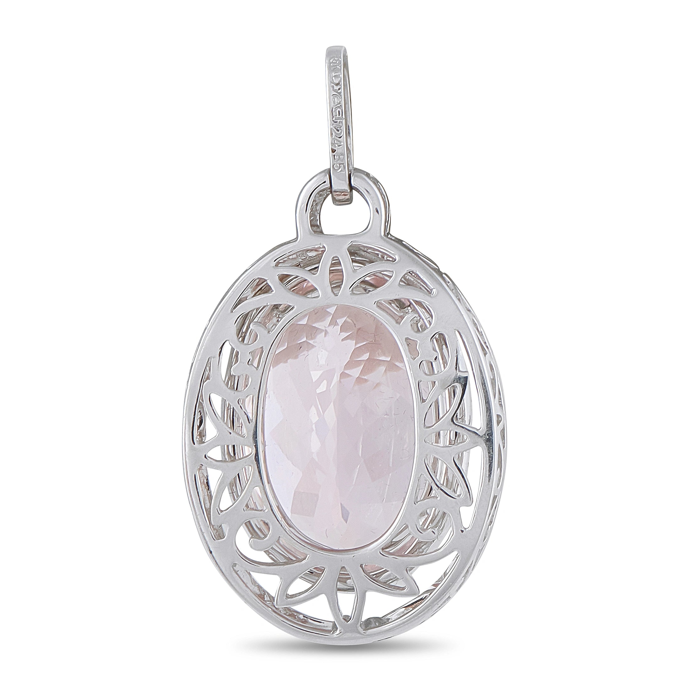 18K White Gold 0.50ct Diamond and Kunzite Pendant