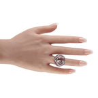18K White Gold 0.48ct Diamond, Morganite, and Pink Sapphire Ring