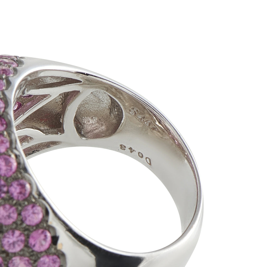 18K White Gold 0.48ct Diamond, Morganite, and Pink Sapphire Ring