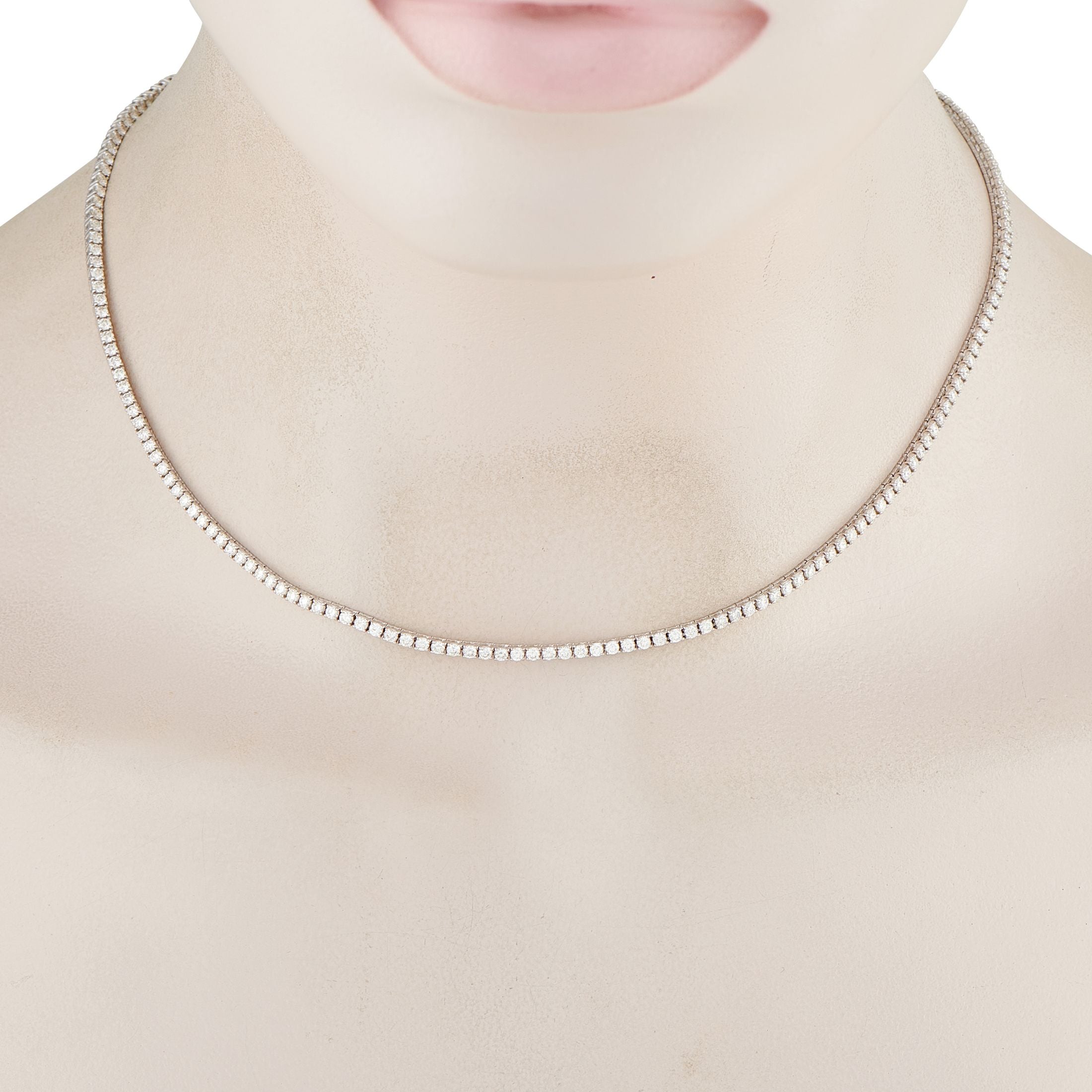 Exclusive 18K White Gold 5.39ct Diamond Tennis Necklace