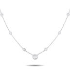 Exclusive 18K White Gold 3.50ct Diamond Station Necklace MF14-072925 – Bezel-set Diamonds make this elegant 18K White Gold ne
