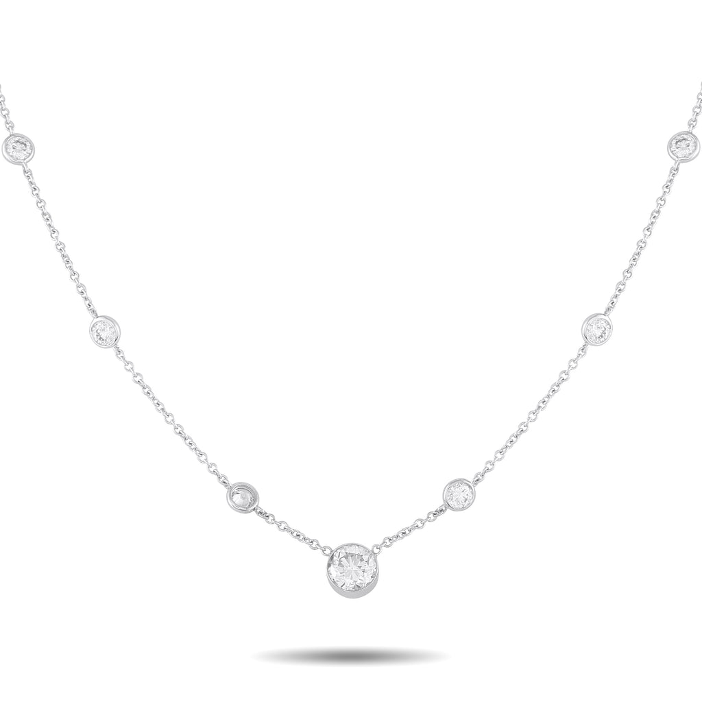 18K White Gold 3.50ct Diamond Station Necklace