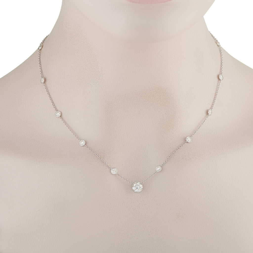 18K White Gold 3.50ct Diamond Station Necklace