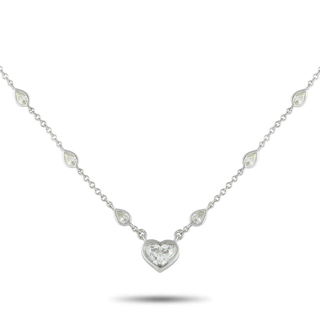 Exclusive 18K White Gold 3.81ct Diamond Heart Necklace MF16-080625 – This stylish necklace will continually make a statement