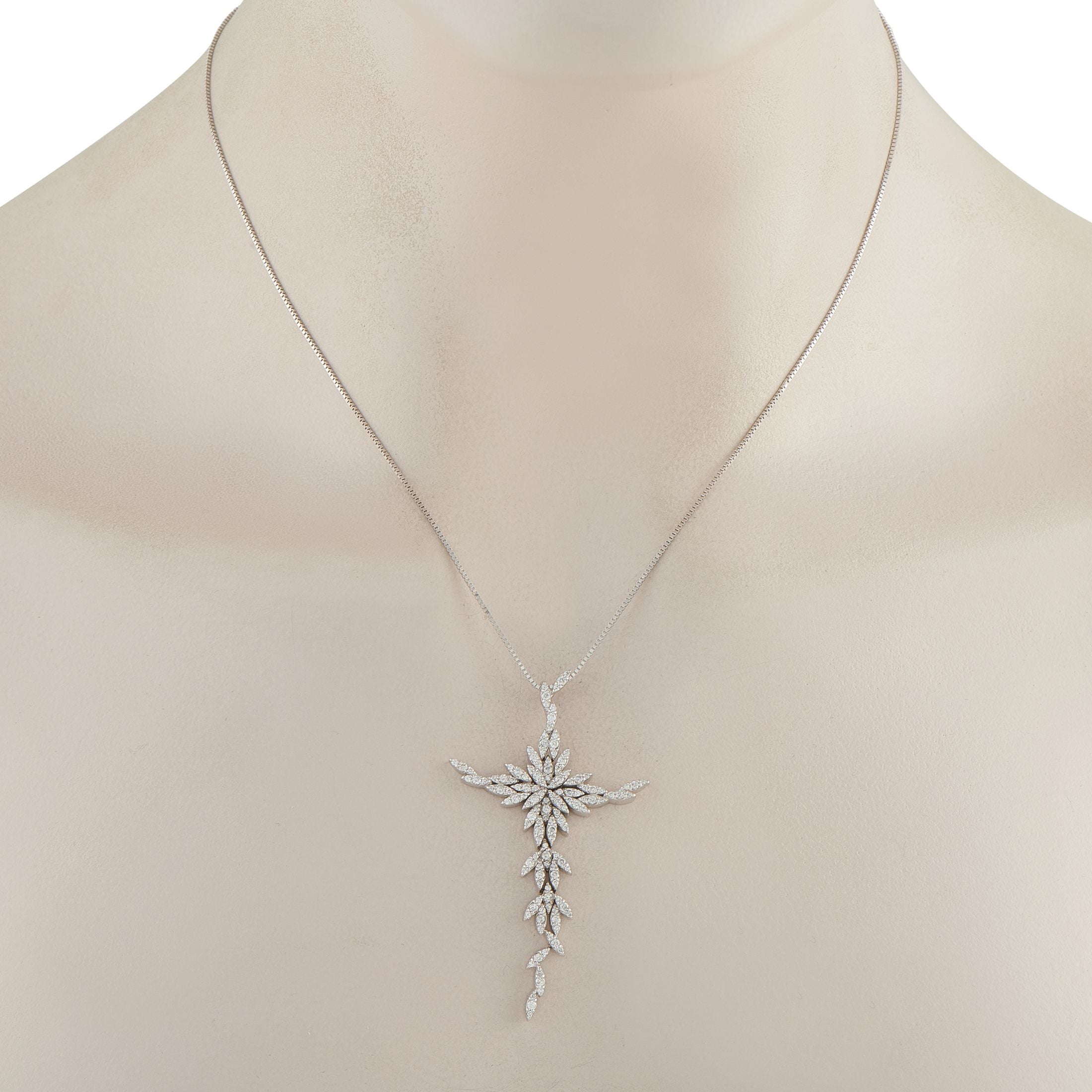 Exclusive 18K White Gold 1.08ct Diamond Cross Pendant Necklace