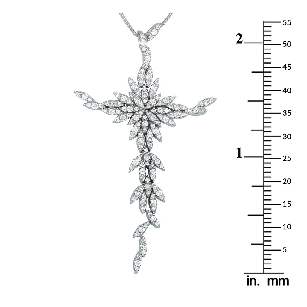 Exclusive 18K White Gold 1.08ct Diamond Cross Pendant Necklace