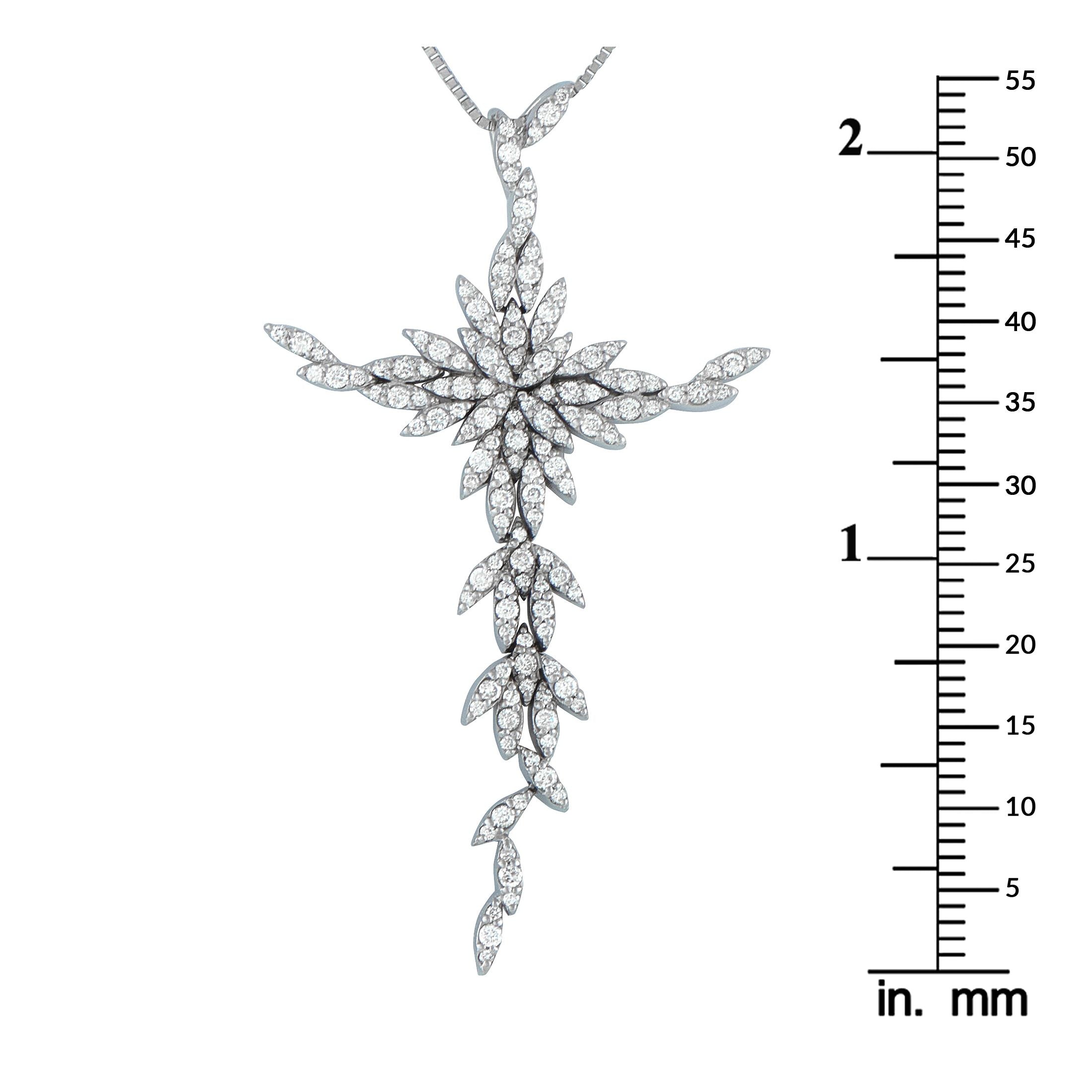 Exclusive 18K White Gold 1.08ct Diamond Cross Pendant Necklace