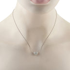 18K White Gold 1.0ct Diamond Pave Heart Necklace