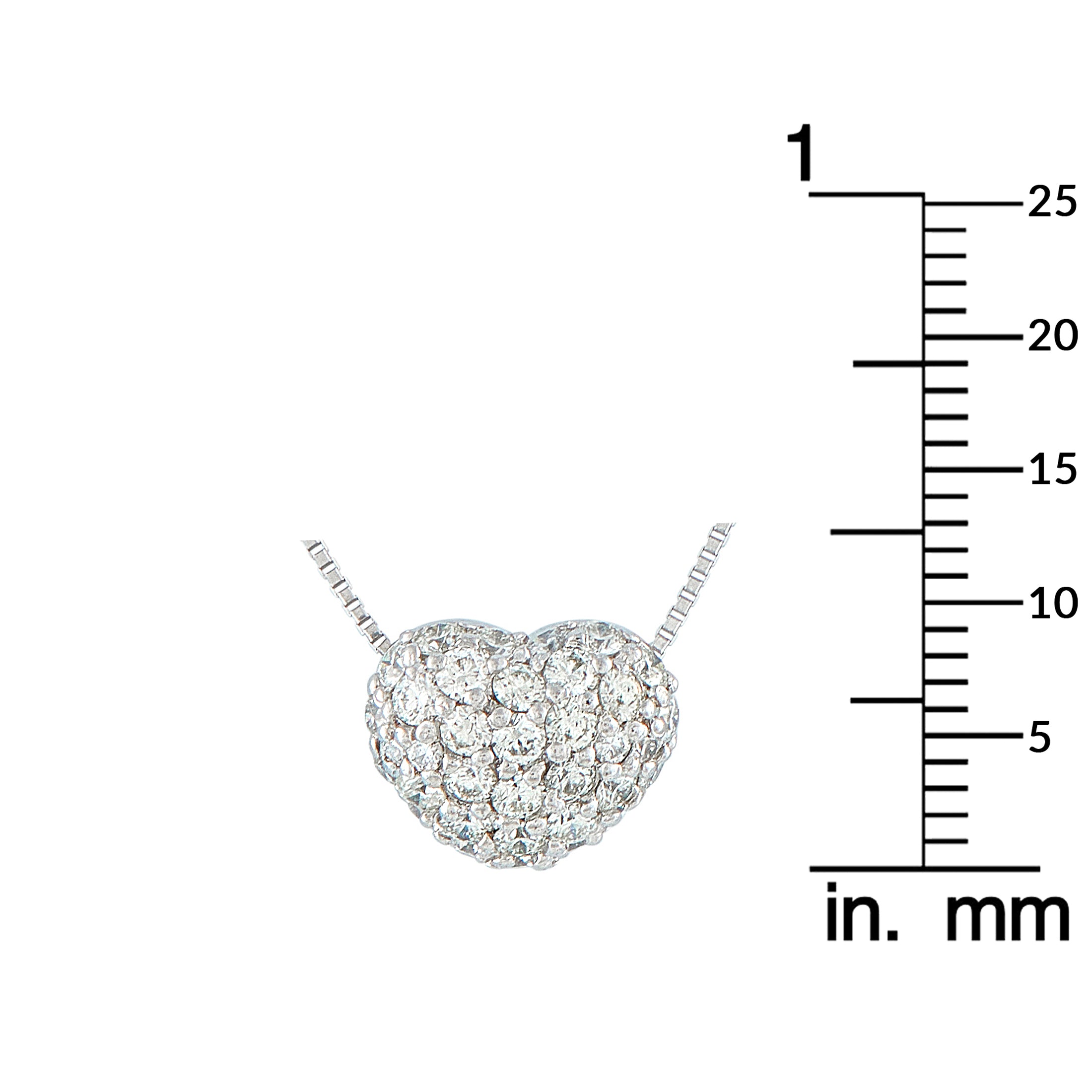 18K White Gold 1.0ct Diamond Pave Heart Necklace