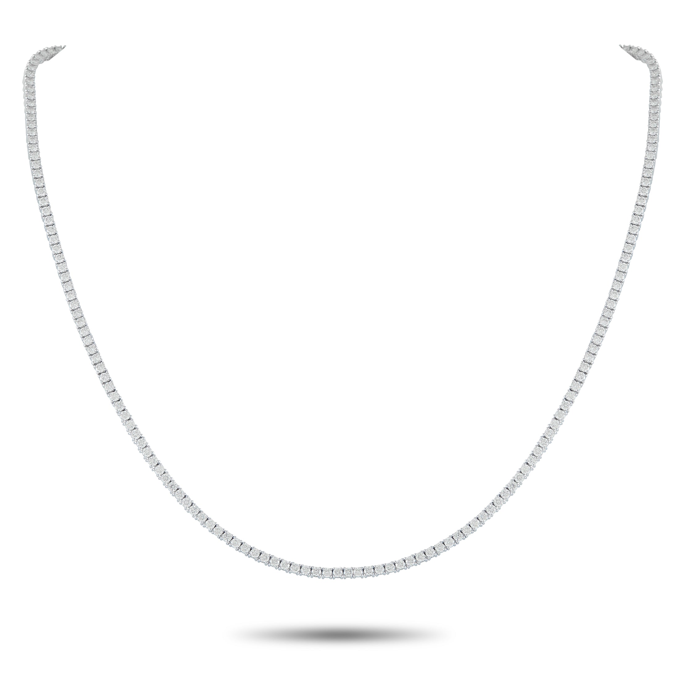 Exclusive 18K White Gold 5.78ct Diamond Tennis Necklace – This sleek, sophisticated tennis necklace will never go out of styl