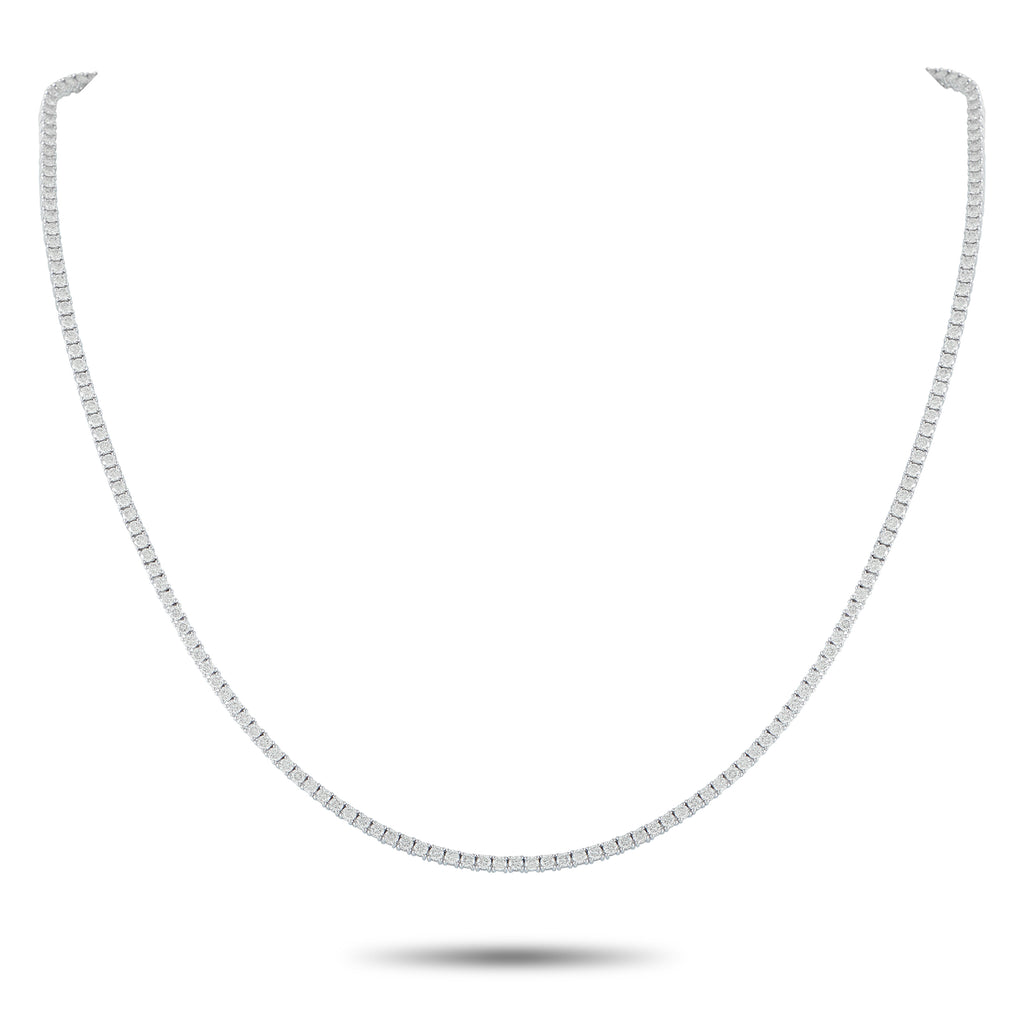 Exclusive 18K White Gold 5.92ct Diamond Tennis Necklace – Add a subtle touch of luxury to any ensemble with this classic tenn
