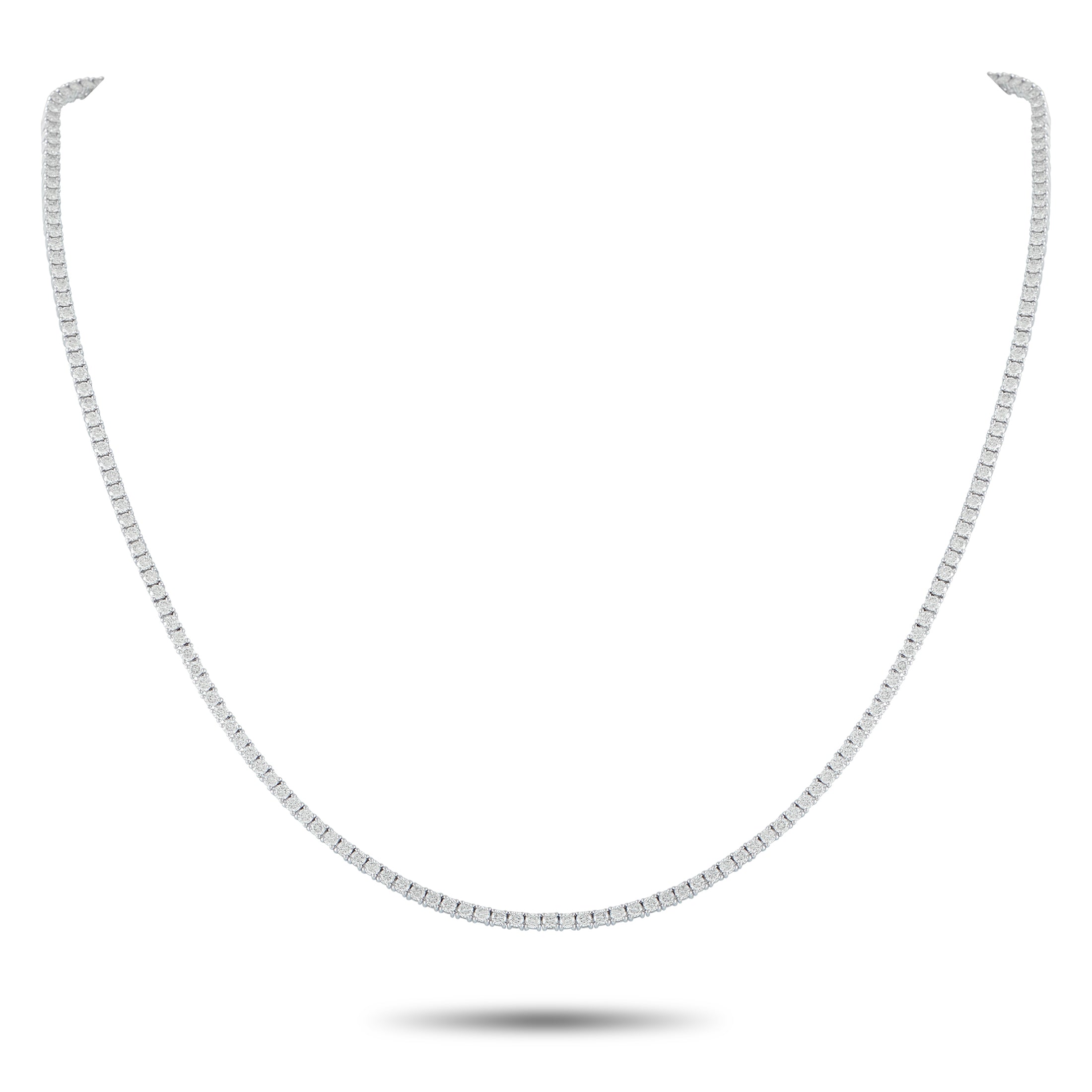 18K White Gold 5.92ct Diamond Tennis Necklace
