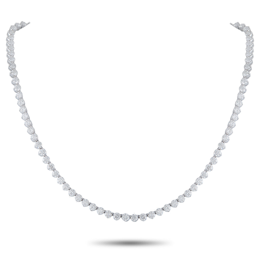 Exclusive 18K White Gold 17.76ct Diamond Tennis Necklace – This classic tennis necklace features a simple, elegant design tha