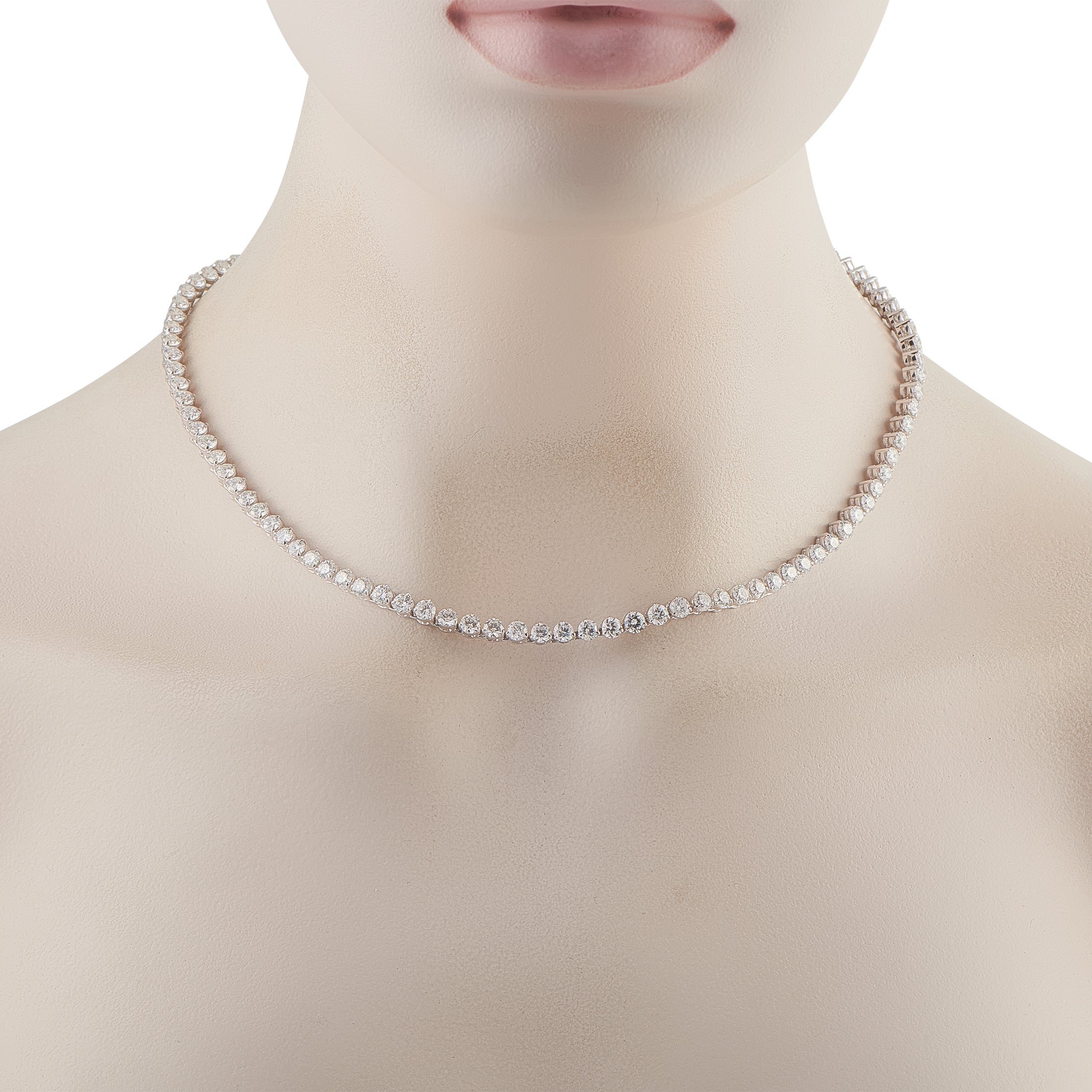 Exclusive 18K White Gold 17.76ct Diamond Tennis Necklace