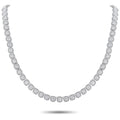 White gold diamond necklace with oval pavé links, full-circle strand