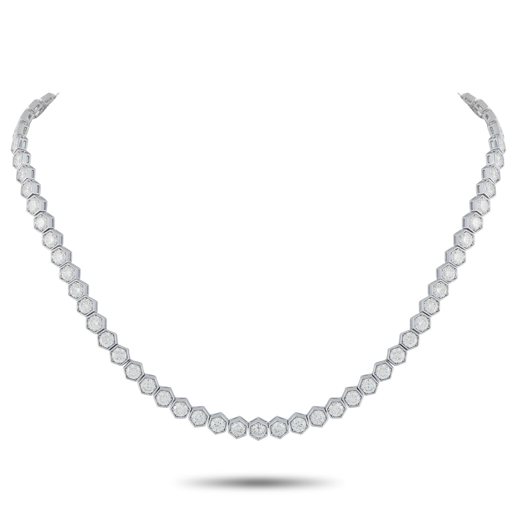 Exclusive 18K White Gold 22.25ct Diamond Necklace – A sleek, contemporary design makes this luxury necklace simply unforgetta