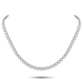 Diamond tennis necklace in 18K white gold with oval links and prong-set stones