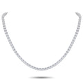 18K white gold diamond tennis necklace with continuous pavé sparkle row