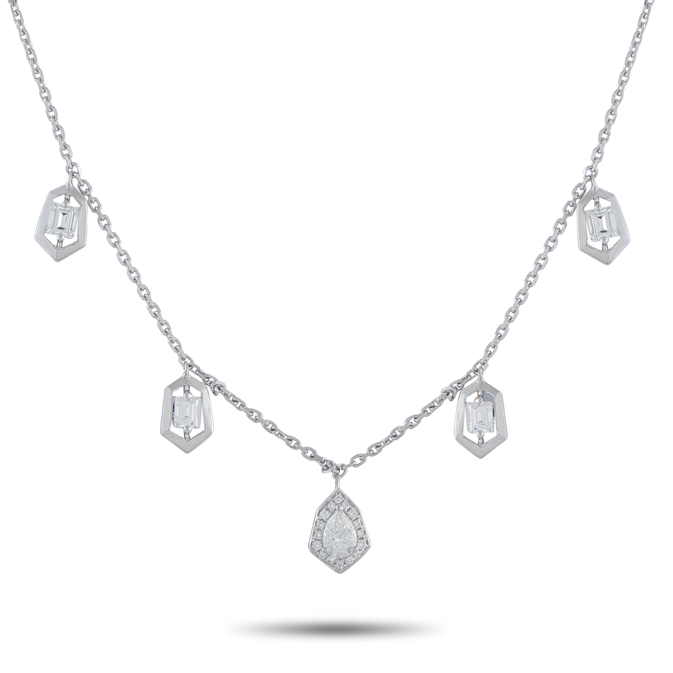 Exclusive 18K White Gold 1.37ct Diamond Necklace – This impeccably crated necklace is both understated and incredibly dynamic