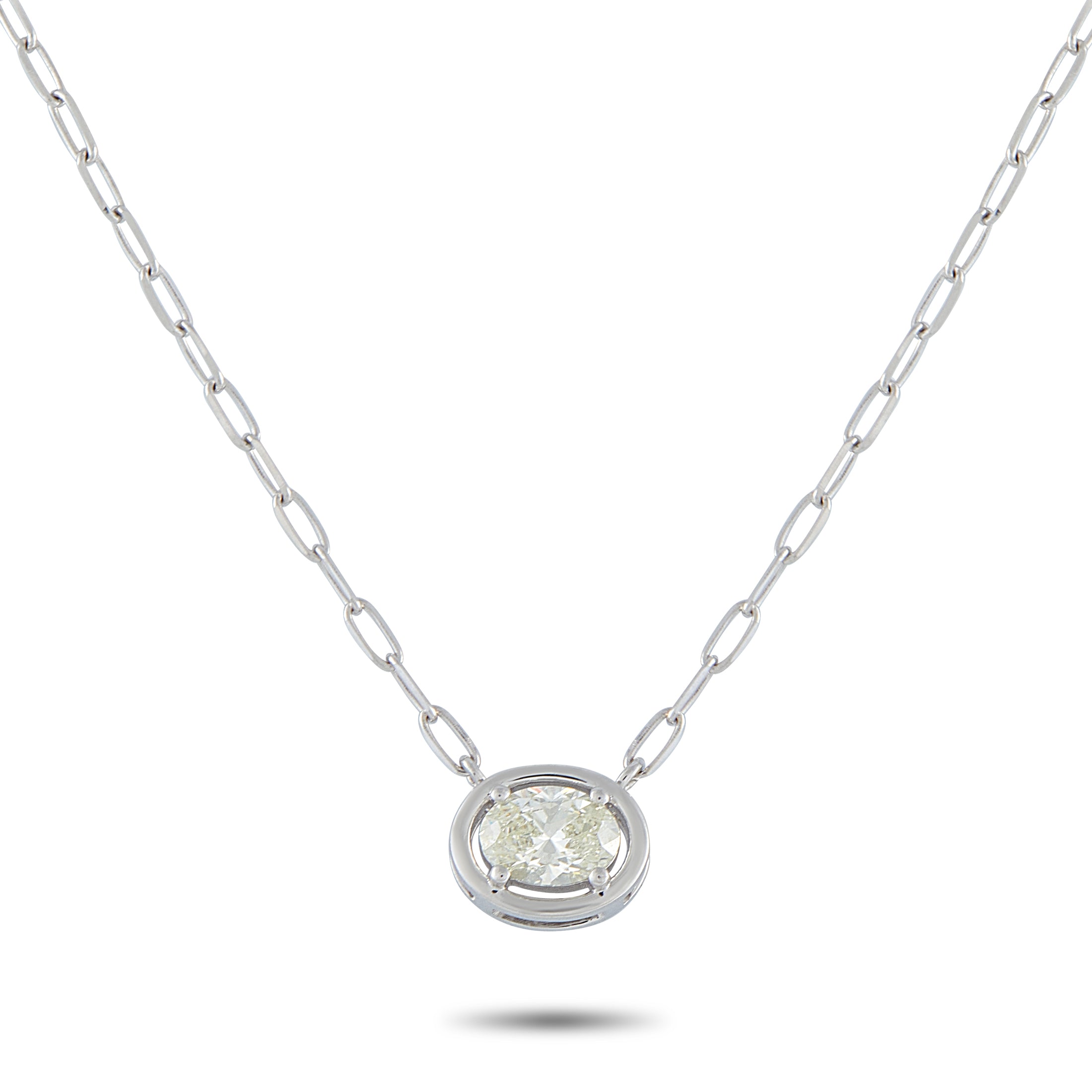18K White Gold 0.93ct Diamond Solitaire Necklace