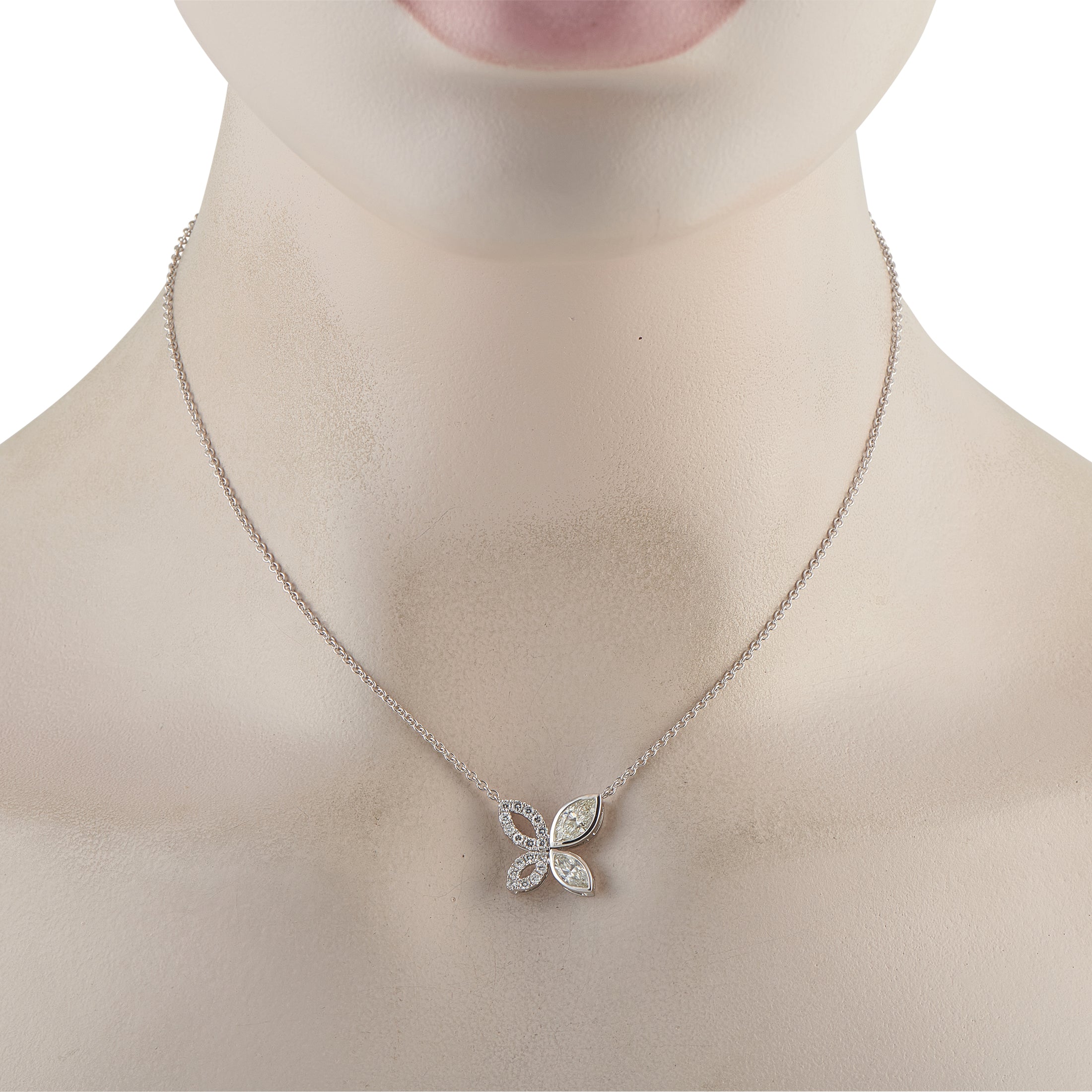 Exclusive 18K White Gold 1.62ct Diamond Butterfly Necklace