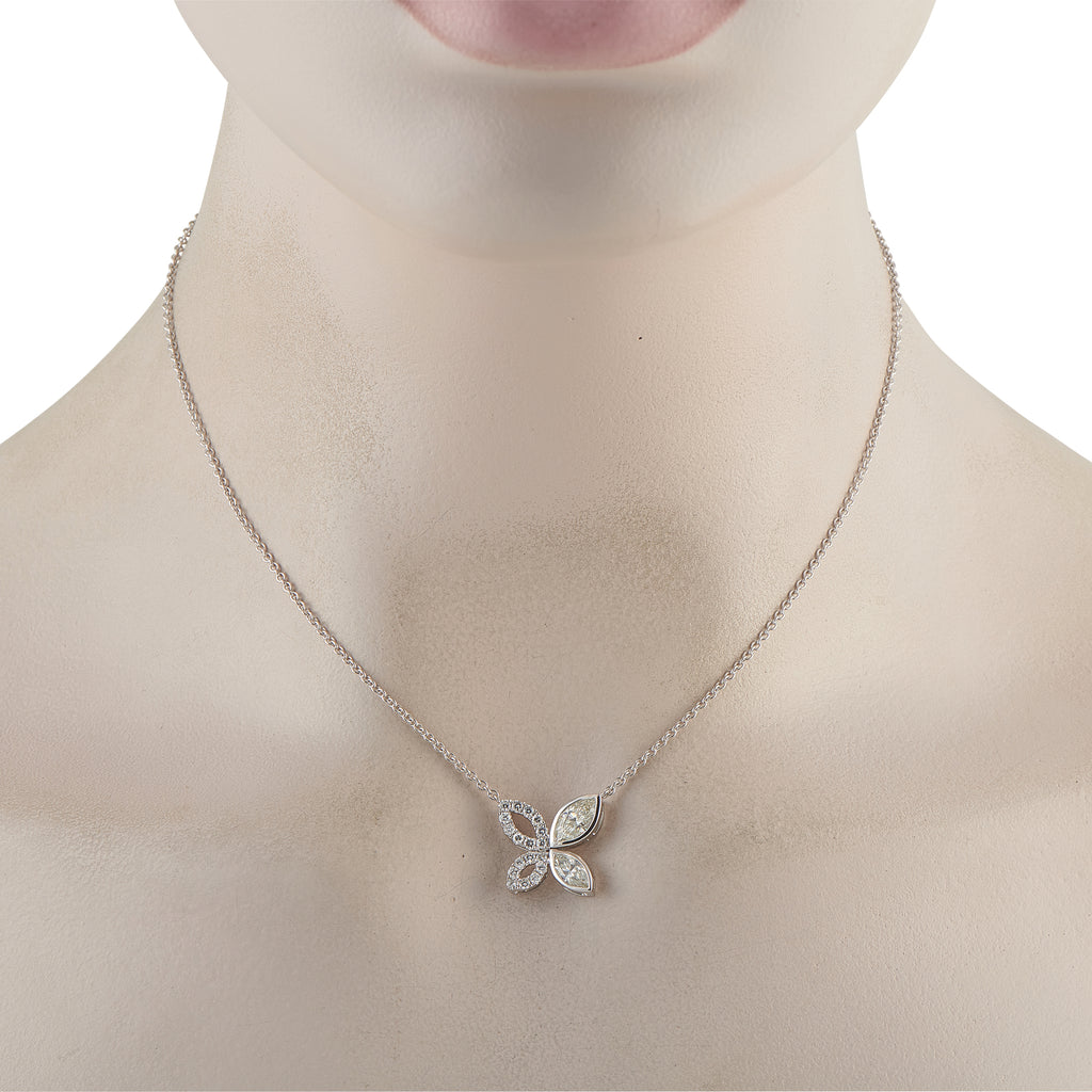 18K White Gold 1.62ct Diamond Butterfly Necklace