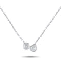 18K white gold diamond necklace with square and round pendant drops