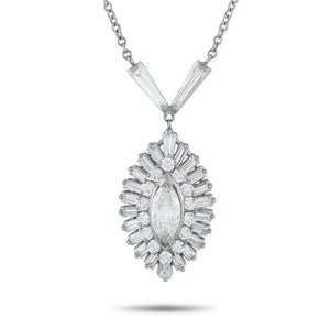 Vintage 18K White Gold 2.45ct Diamond Necklace