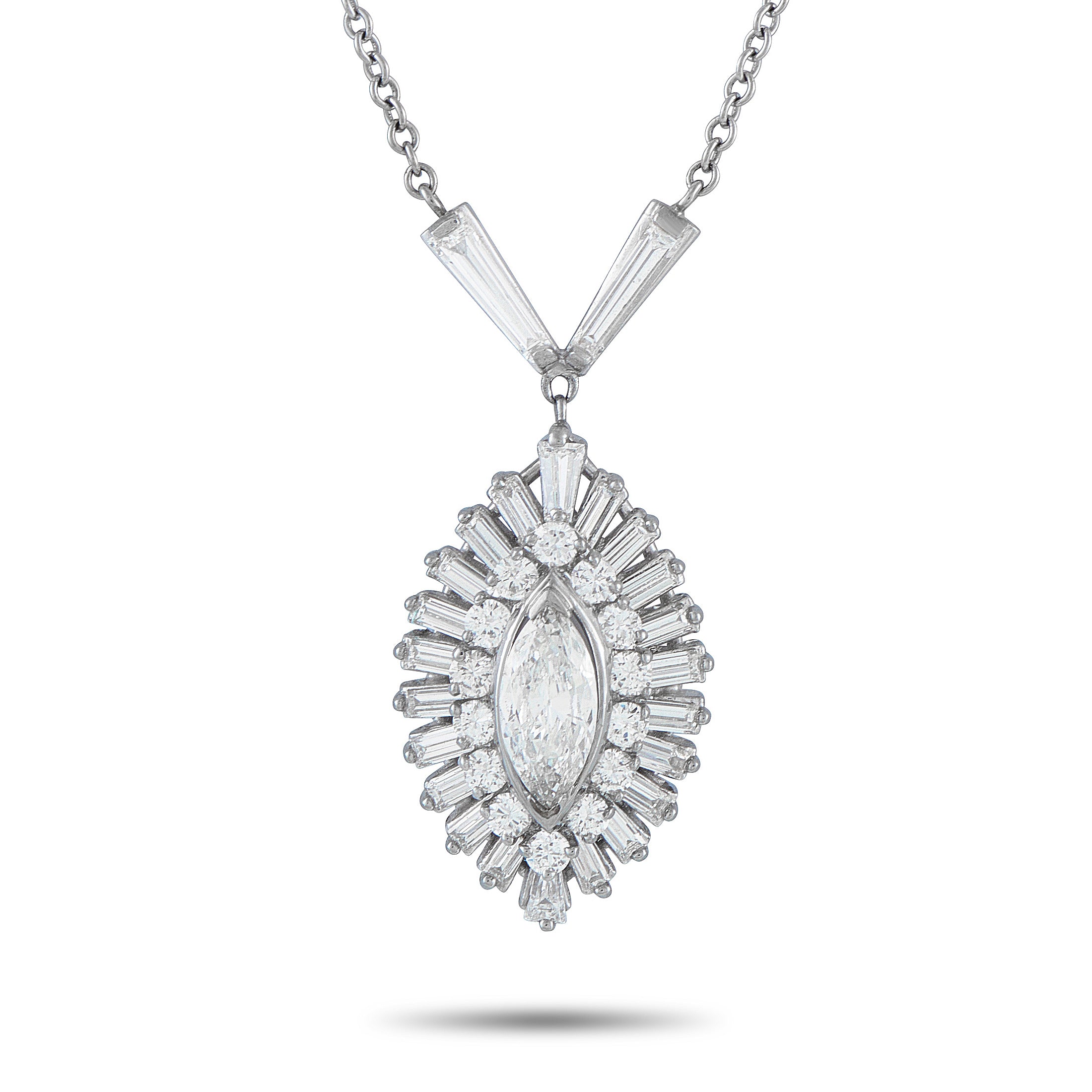 Vintage 18K White Gold 2.45ct Diamond Necklace
