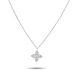 18K White Gold 0.73ct Diamond Quatrefoil Necklace