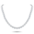 18K White Gold 20.8 ct Diamond Oval Link Necklace