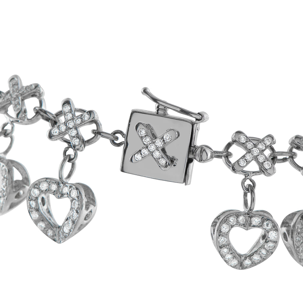 18K White Gold 2.5ct Diamond Charm Bracelet