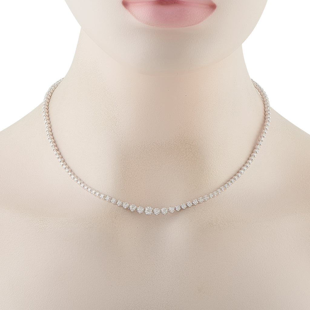 18K White Gold 2.50ct Diamond Tennis Necklace
