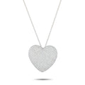 18K white gold diamond heart pendant necklace with pavé-set heart charm