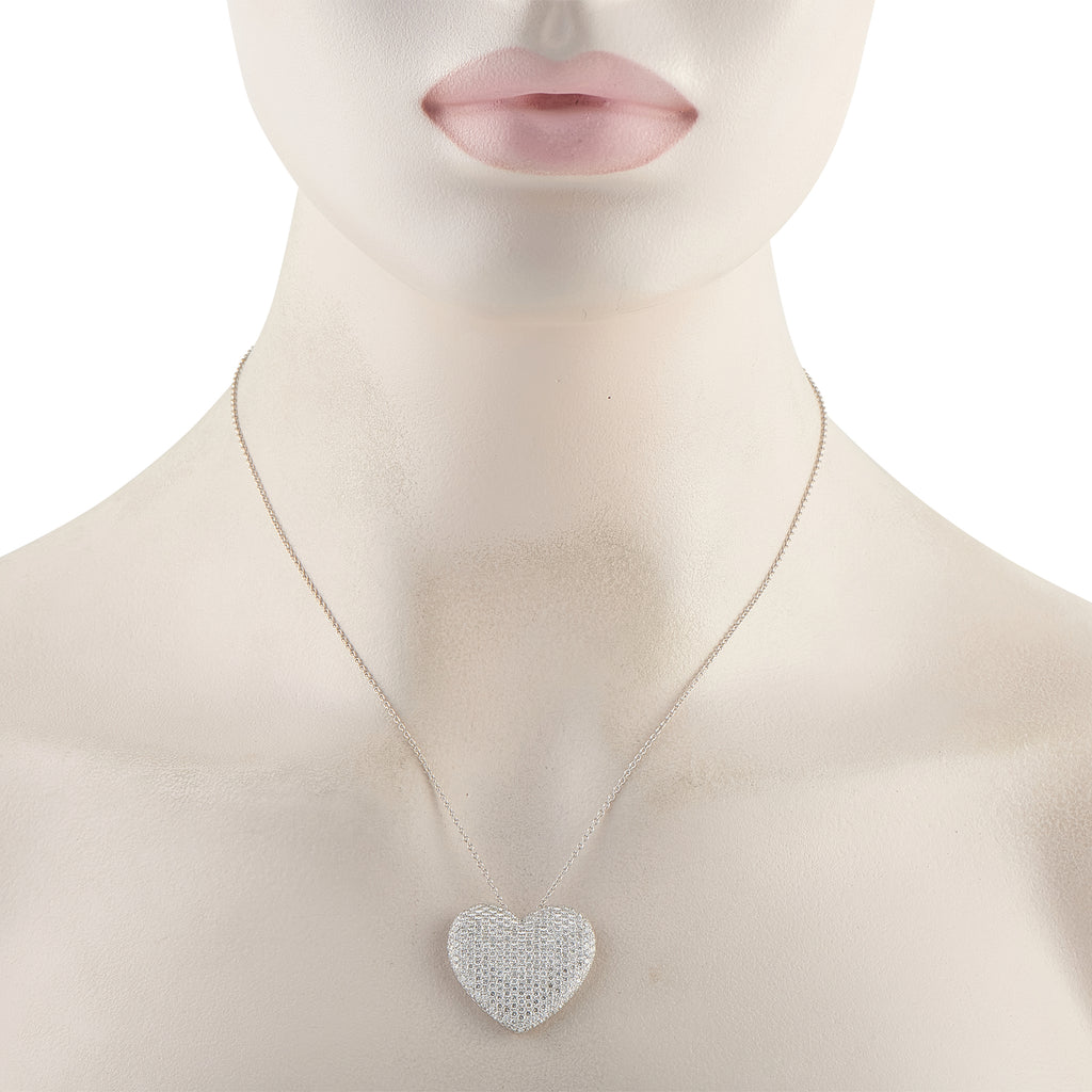 18K White Gold 3.10ct Diamond Heart Necklace