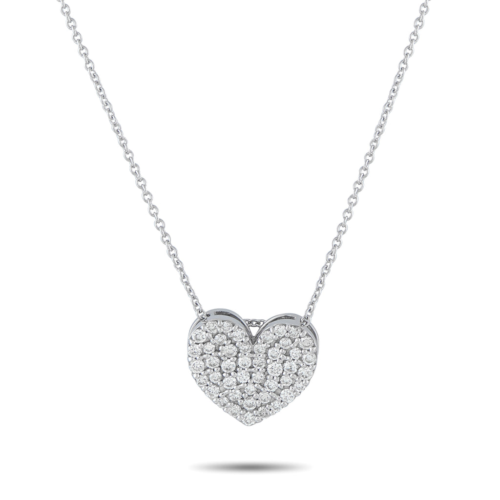 18K White Gold 0.54ct Diamond Heart Necklace